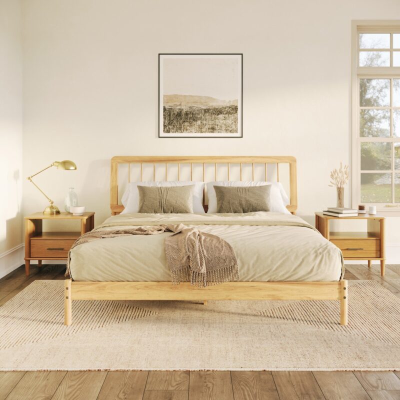 Cama Mid-Century Modern Solid Wood Spindle Bedframe - Image 2