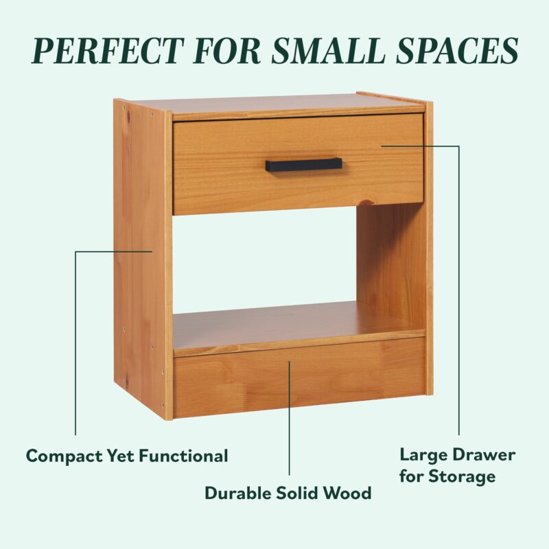 Declan 1-Drawer Solid Wood Nightstand With Handles - Image 12