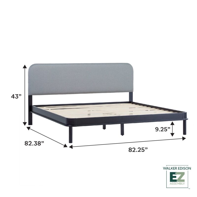 Annette Contemporary Upholstered Headboard Curved Wood Bed Frame - Image 8