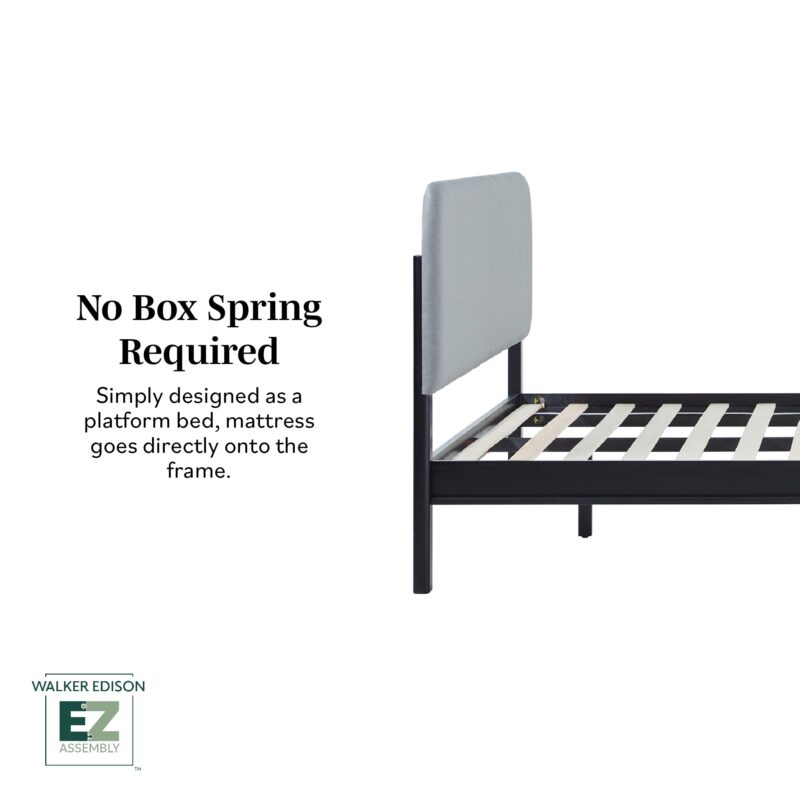 Annette Contemporary Upholstered Headboard Curved Wood Bed Frame - Image 7
