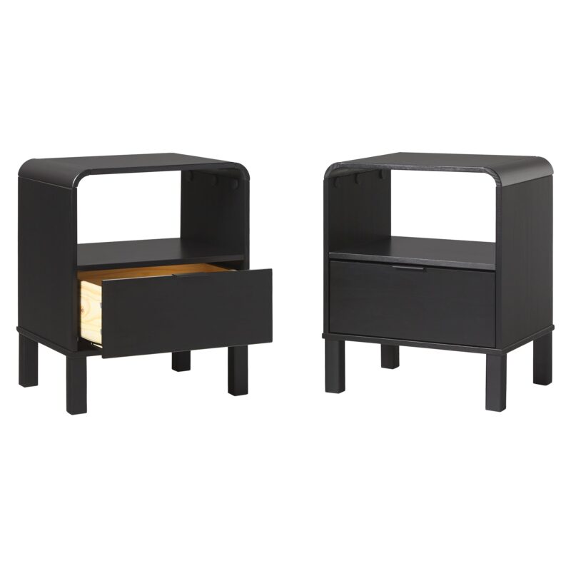 Elias Modern Curved-Frame Solid Wood Nightstand - Image 27