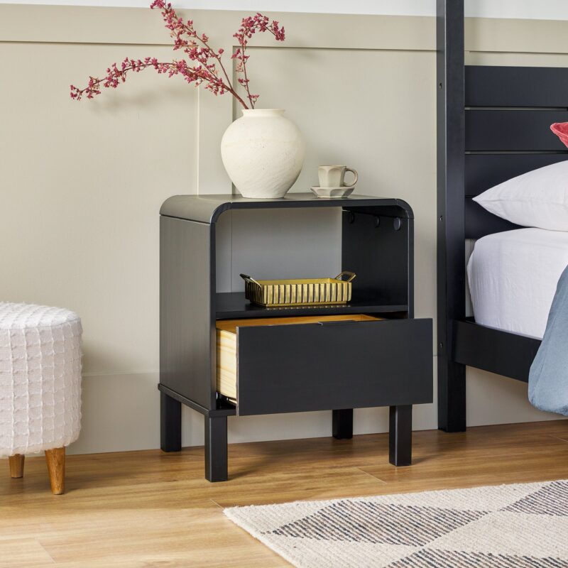 Elias Modern Curved-Frame Solid Wood Nightstand - Image 19