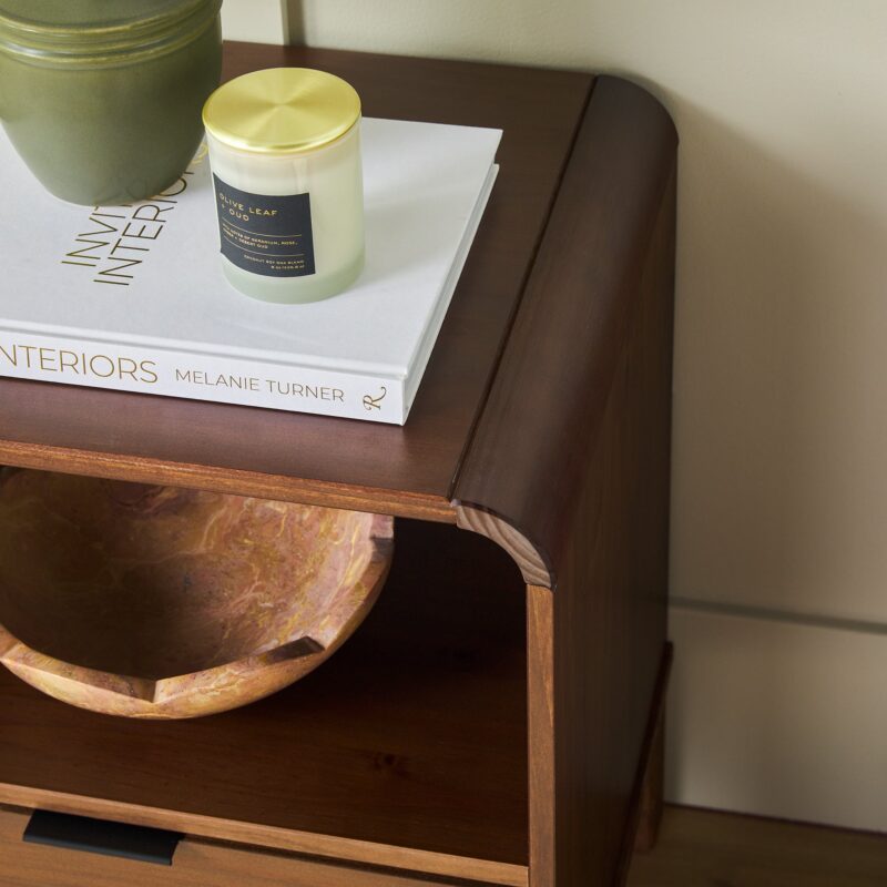 Elias Modern Curved-Frame Solid Wood Nightstand - Image 5