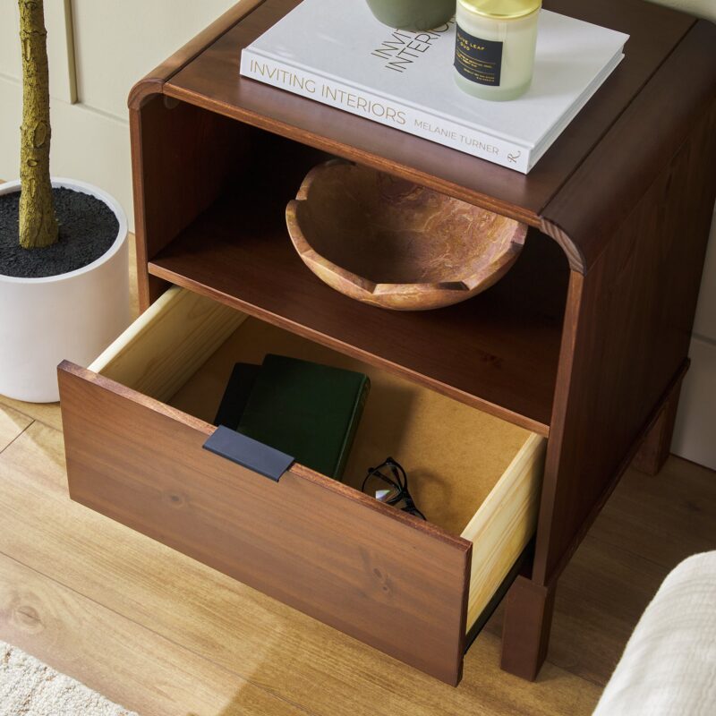 Elias Modern Curved-Frame Solid Wood Nightstand - Image 10