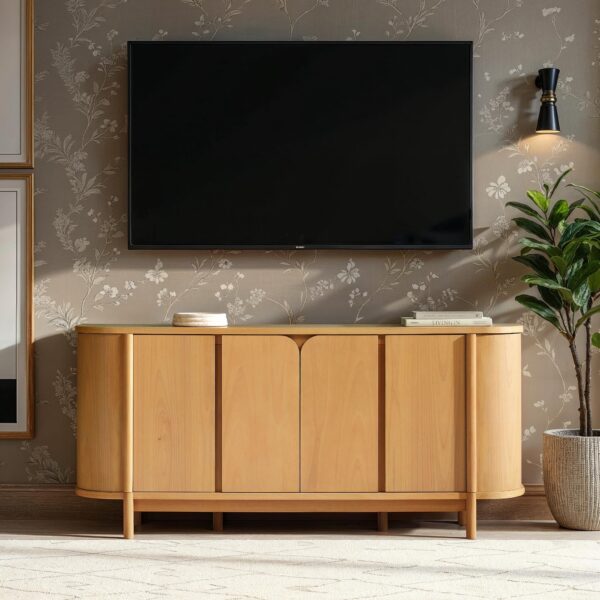 Ezra 70" Modern Curved Sideboard Cabinet