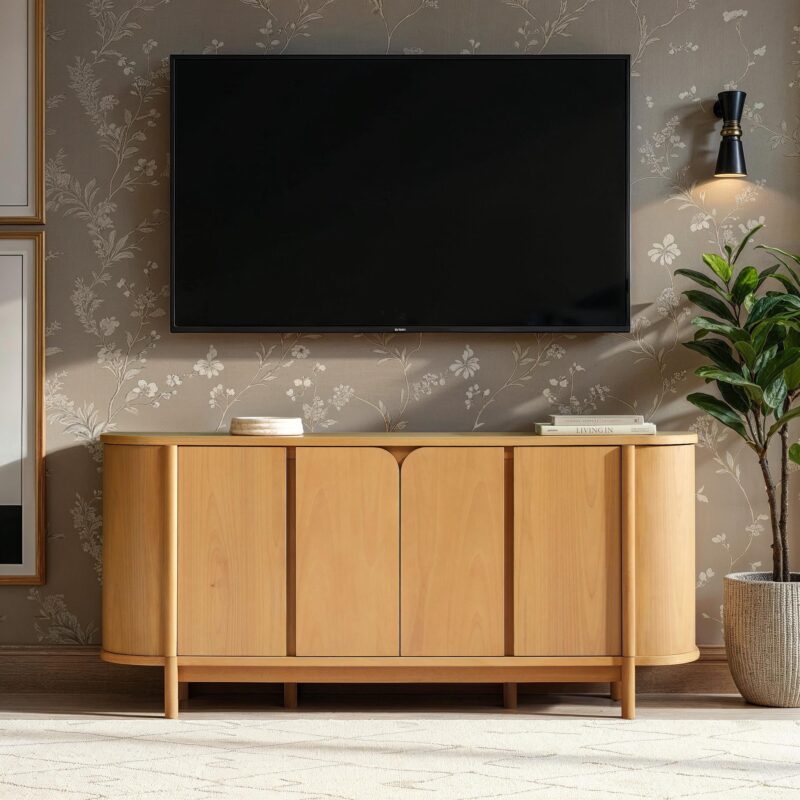 Ezra 70" Modern Curved Sideboard Cabinet