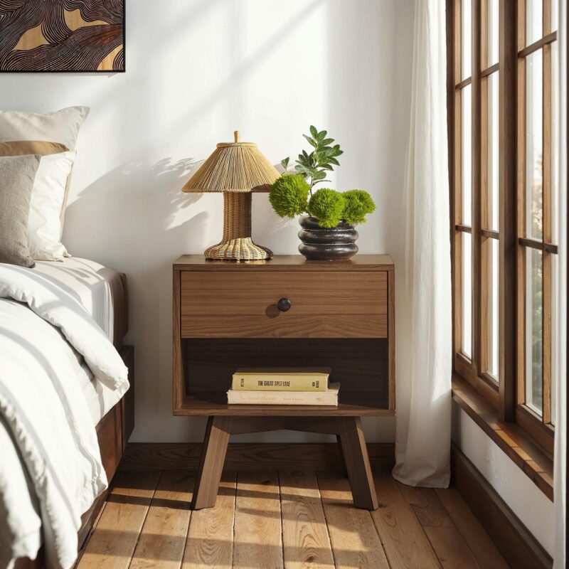 Mid-Century Frans Modern 1-Drawer Nightstand - Image 10
