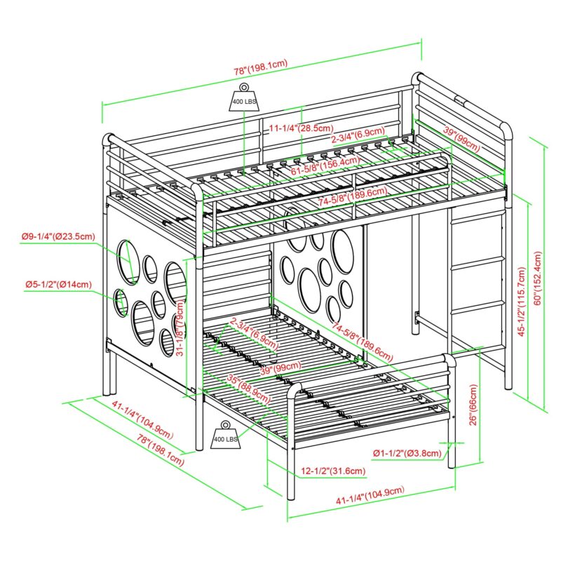 Devan 60" L-Shape Bunk Bed with Cut Out Panels - Image 19