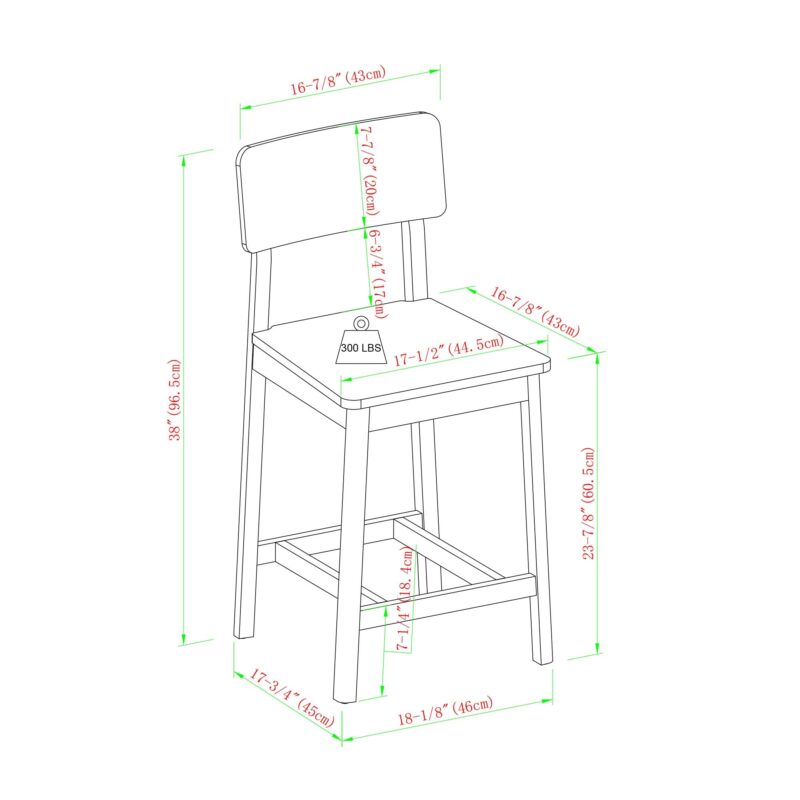 Minimalist Solid Wood Counter Stool, Set of 2 - Image 16