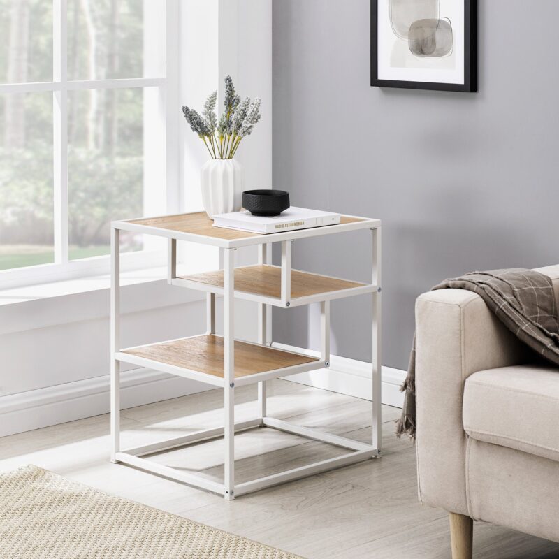 Maya 16" Contemporary Metal and Wood Side Table - Image 8