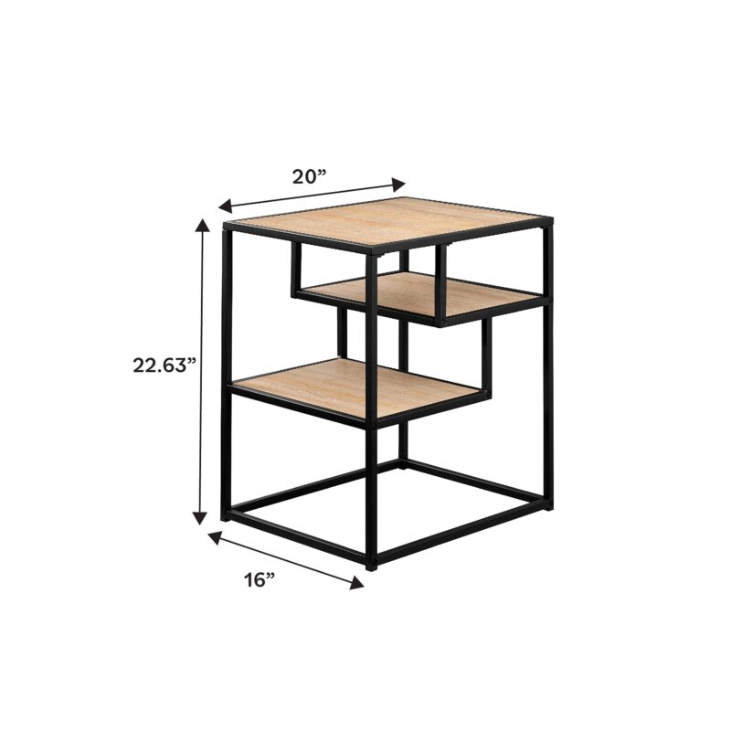 Maya 16" Contemporary Metal and Wood Side Table - Image 3