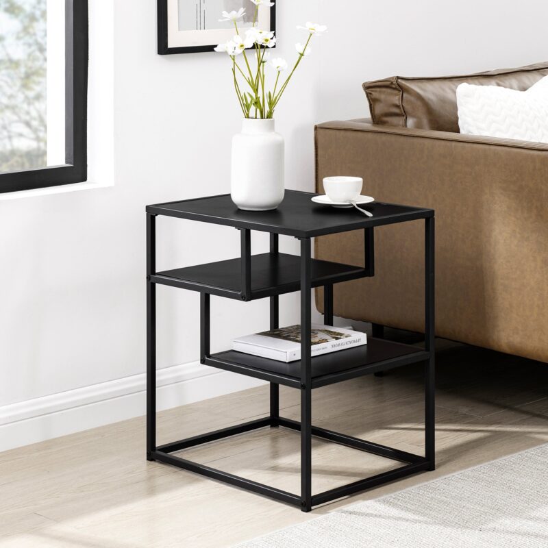 Maya 16" Contemporary Metal and Wood Side Table - Image 6