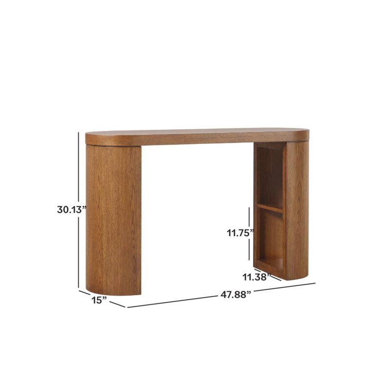 Maya Modern Oak Wood Veneer 48" Console Entry Table with Storage - Image 6