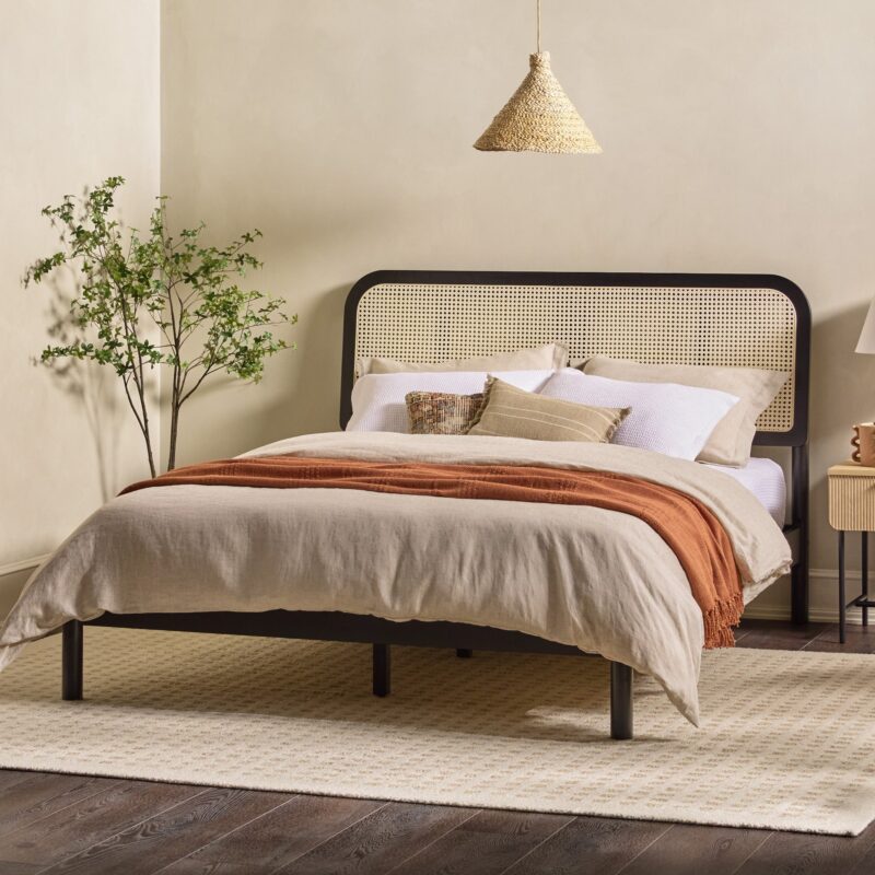 Neru Boho Curved Rattan-Headboard Bed Collection (Queen or King) - Image 2