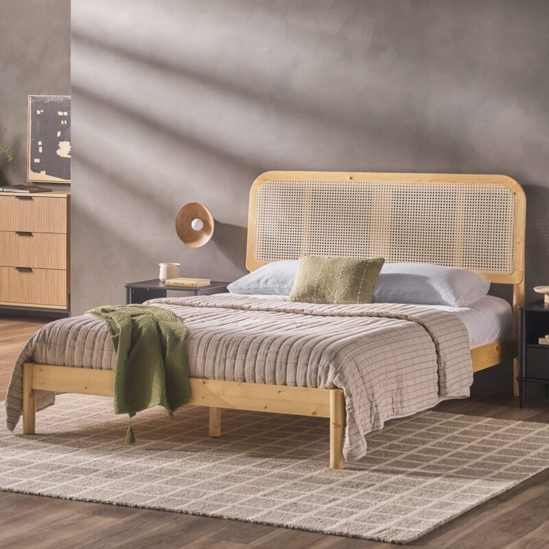 Neru Boho Curved Rattan-Headboard Bed Collection (Queen or King) - Image 11