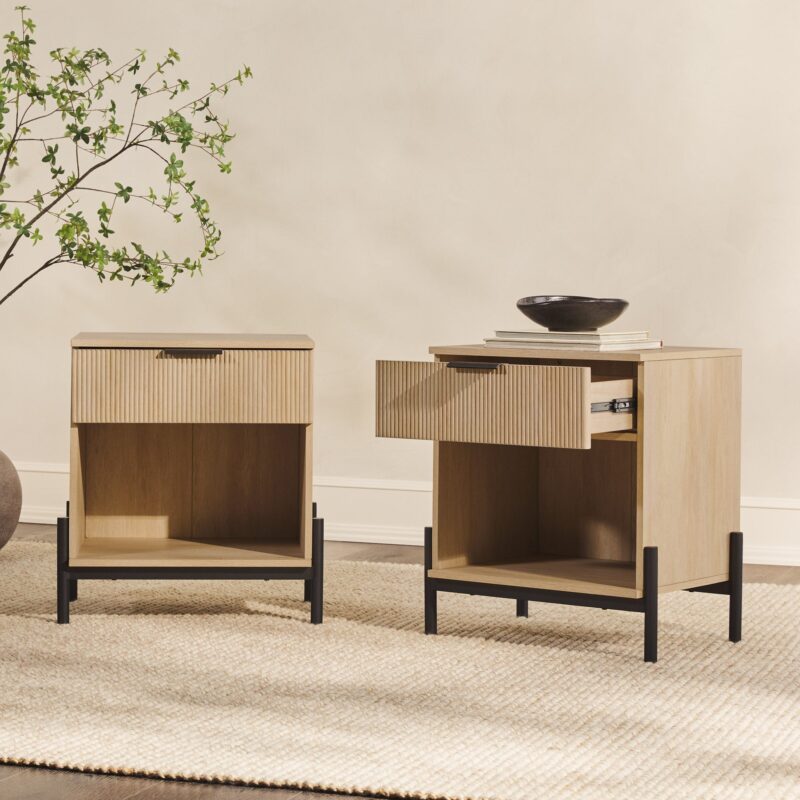 Paris Modern Scandinavian Reeded Nightstand - Image 13