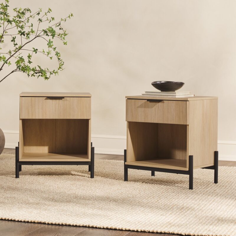 Paris Modern Scandinavian Reeded Nightstand - Image 12