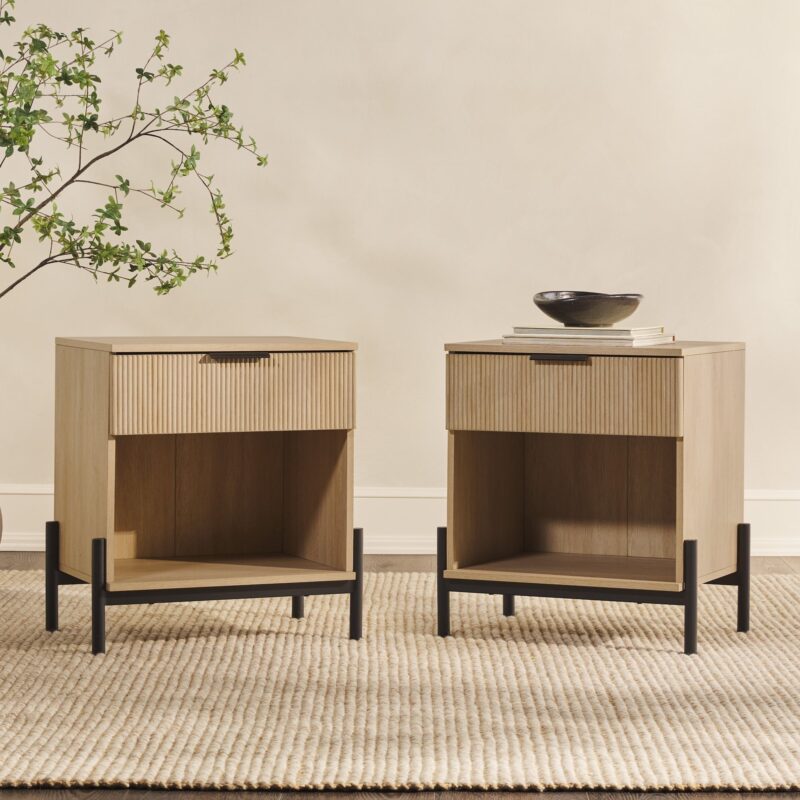 Paris Modern Scandinavian Reeded Nightstand - Image 11