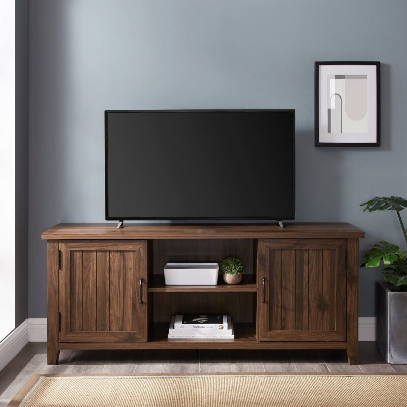 Farmhouse 58" Modern Grooved 2 Door TV Stand - Image 12