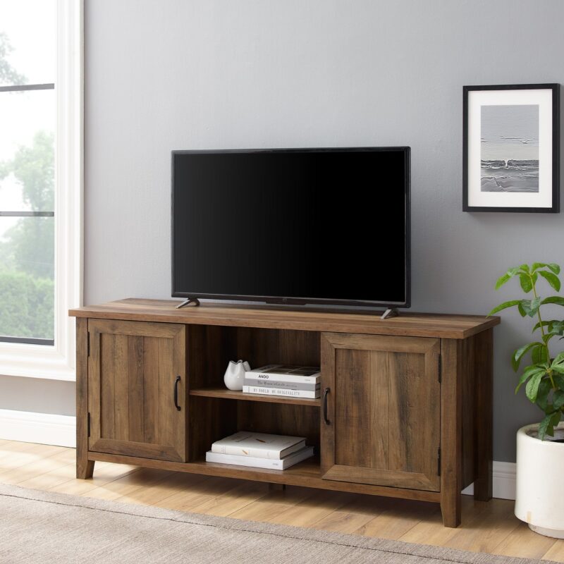 Farmhouse 58" Modern Grooved 2 Door TV Stand - Image 6