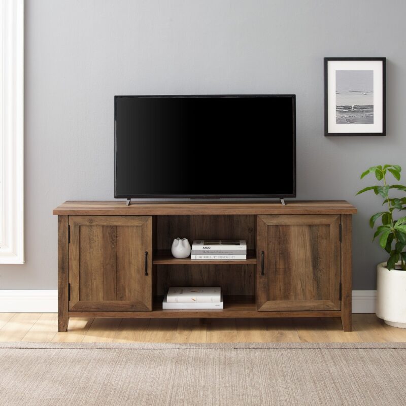 Farmhouse 58" Modern Grooved 2 Door TV Stand - Image 5