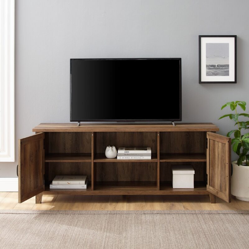 Farmhouse 58" Modern Grooved 2 Door TV Stand - Image 7