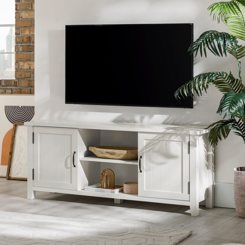Farmhouse 58" Modern Grooved 2 Door TV Stand - Image 2