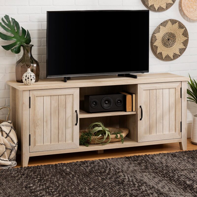 Farmhouse 58" Modern Grooved 2 Door TV Stand - Image 16