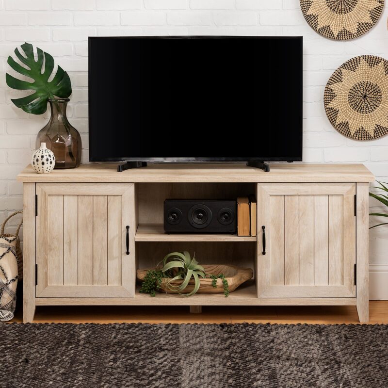 Farmhouse 58" Modern Grooved 2 Door TV Stand - Image 15