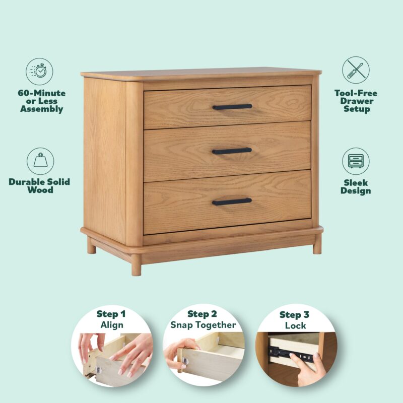 Annette Contemporary 3-Drawer Wood Nightstand - Image 3