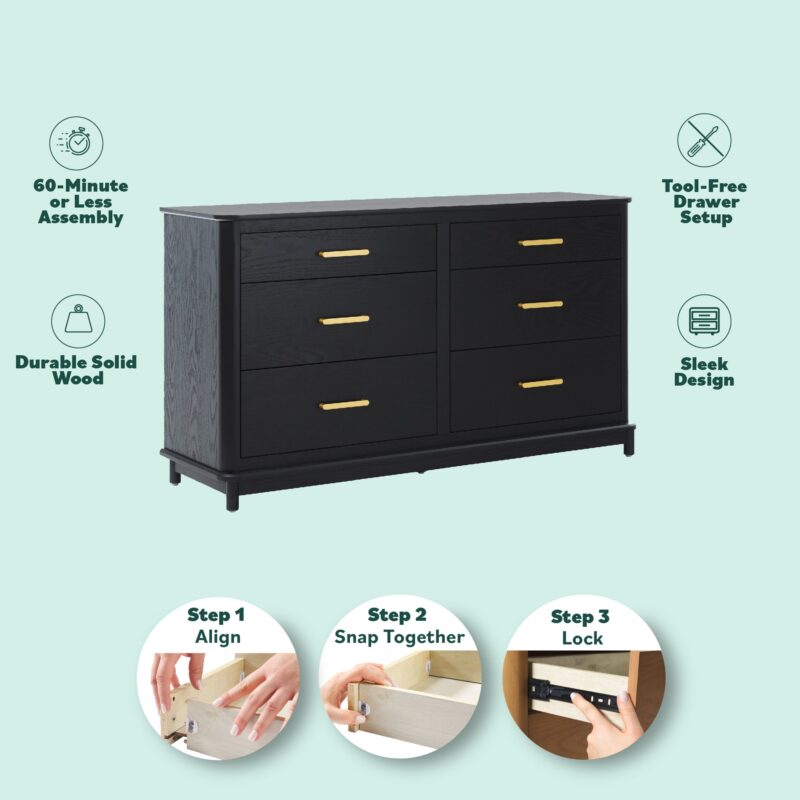 Annette Contemporary 6-Drawer Wood Dresser - Image 3