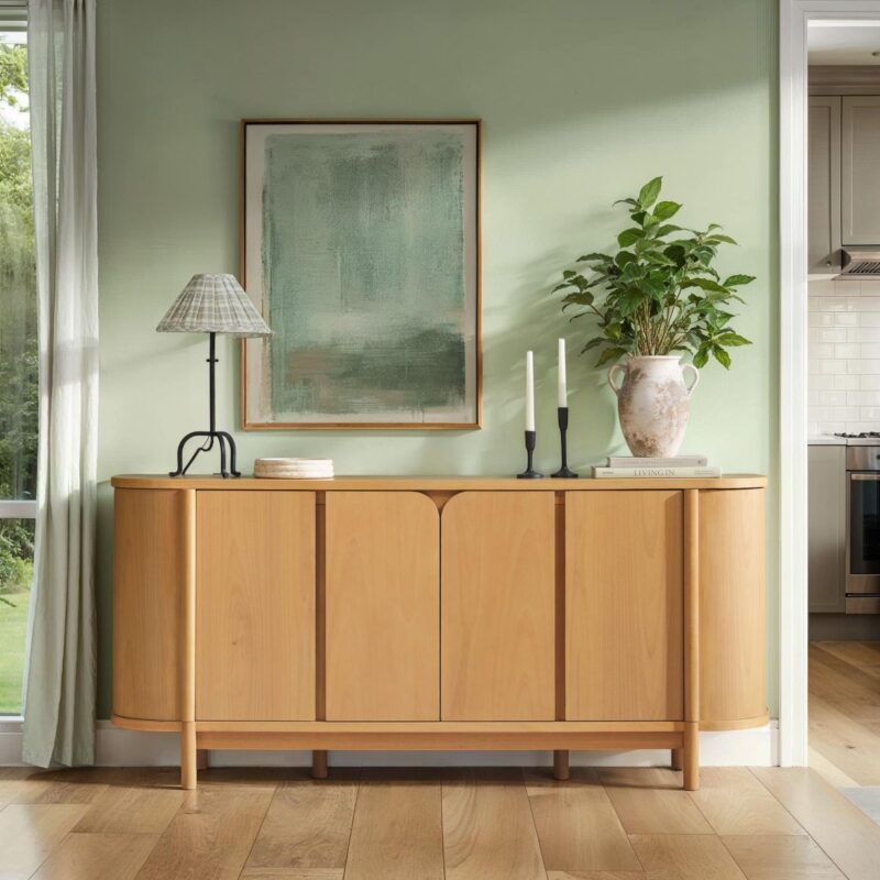 Ezra 70" Modern Curved Sideboard Cabinet - Image 4