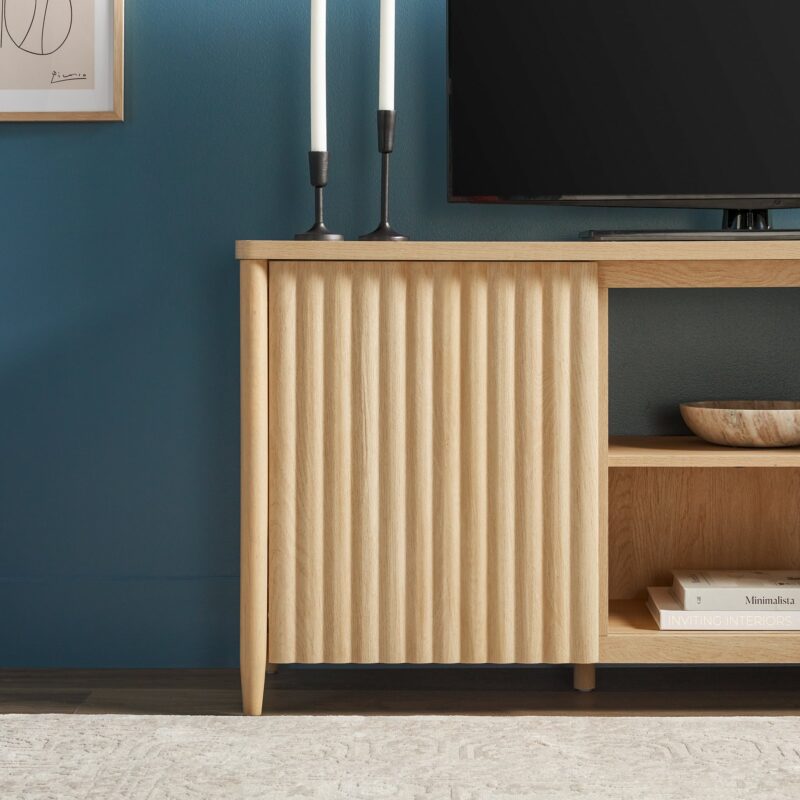 Flynn Scandinavian Reeded TV Stand with Storage - Image 18