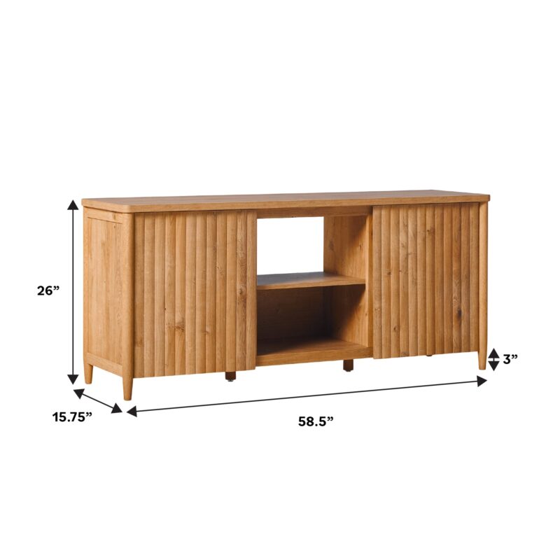 Flynn Scandinavian Reeded TV Stand with Storage - Image 10