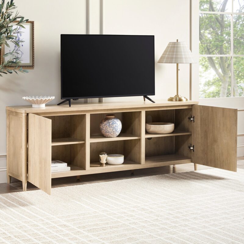 Flynn Scandinavian Reeded TV Stand with Storage - Image 33