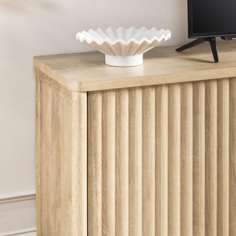 Flynn Scandinavian Reeded TV Stand with Storage - Image 37