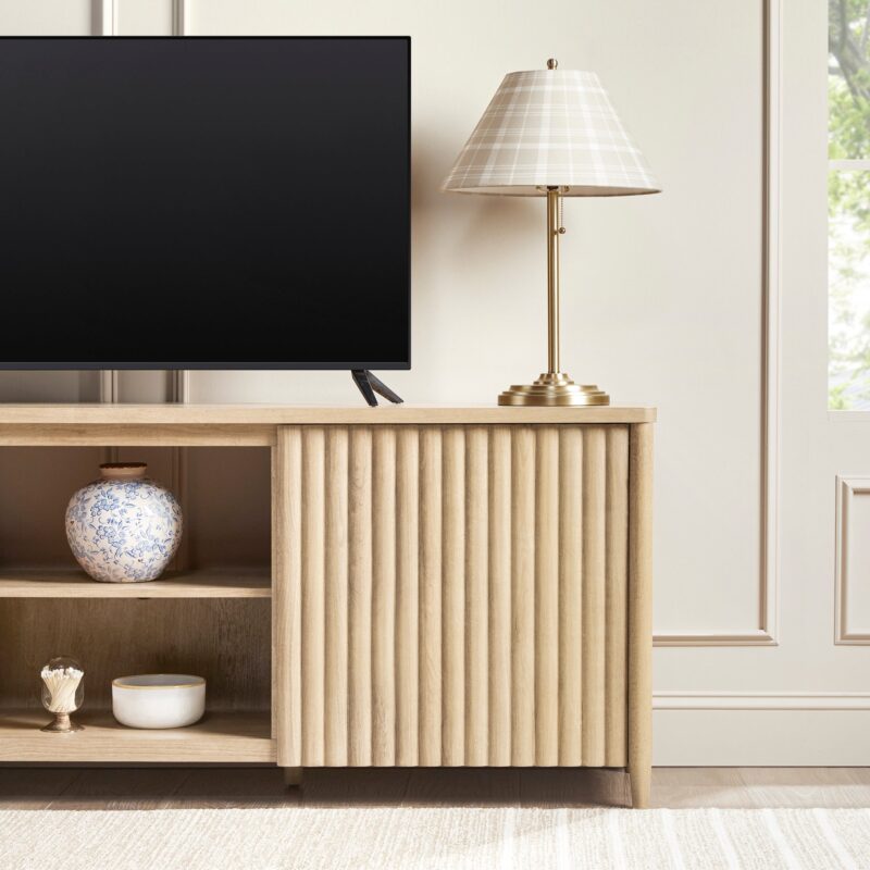 Flynn Scandinavian Reeded TV Stand with Storage - Image 34