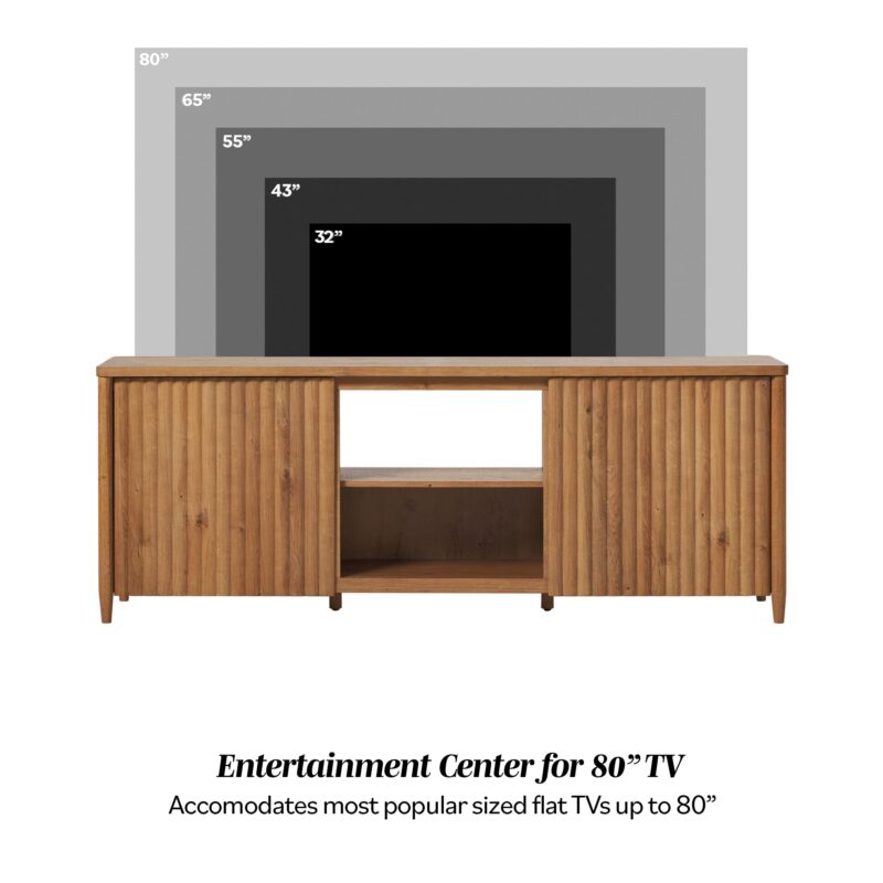 Flynn Scandinavian Reeded TV Stand with Storage - Image 27