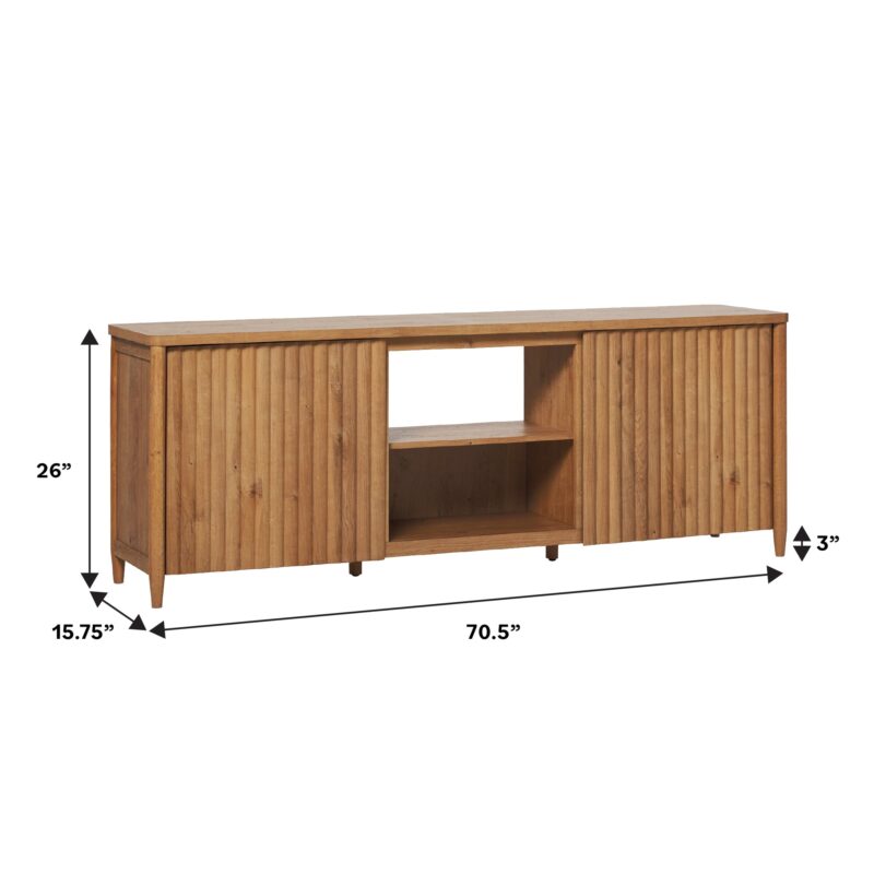 Flynn Scandinavian Reeded TV Stand with Storage - Image 29