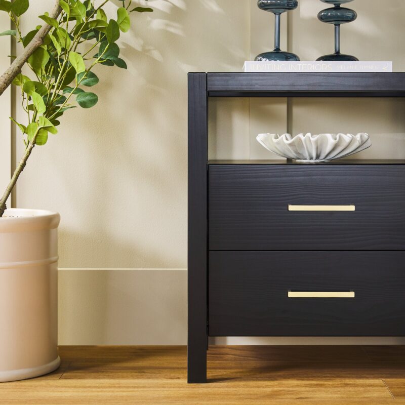 Isla Modern Easy Assembly 2 Drawer Nightstand with Glass Top - Image 7