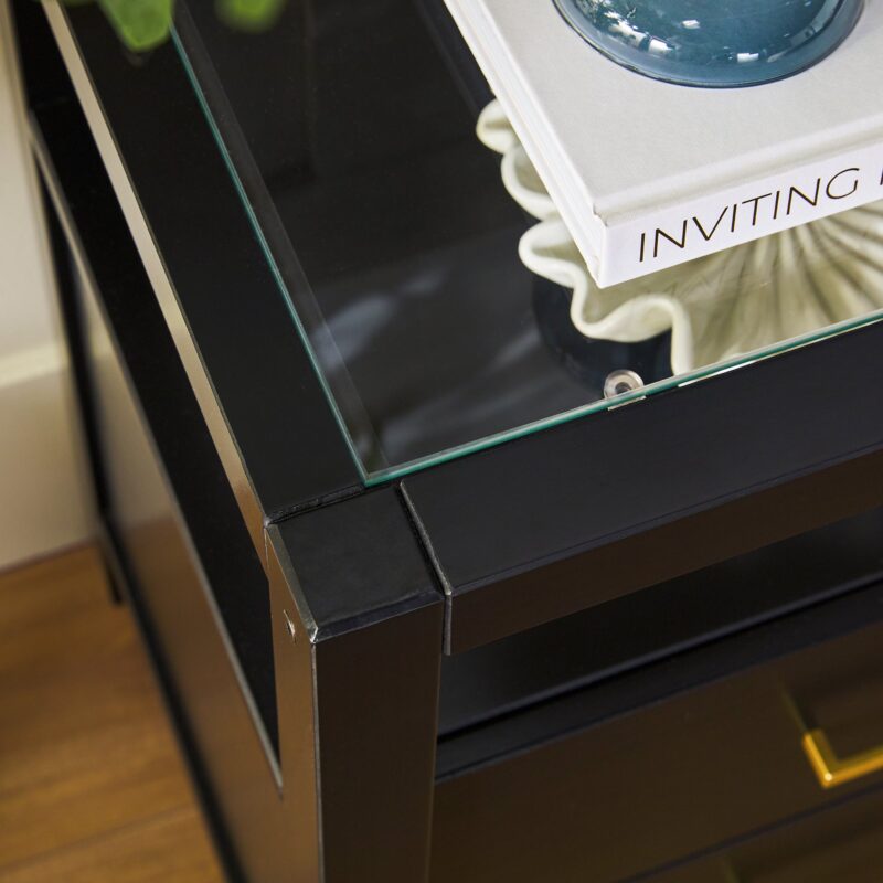 Isla Modern Easy Assembly 2 Drawer Nightstand with Glass Top - Image 8