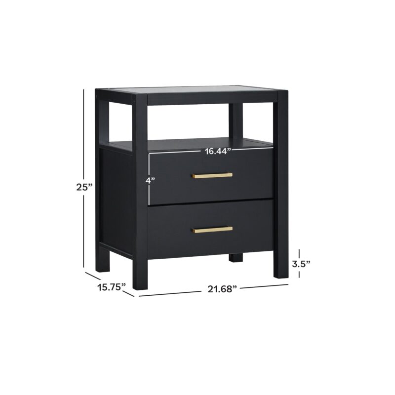 Isla Modern Easy Assembly 2 Drawer Nightstand with Glass Top - Image 5
