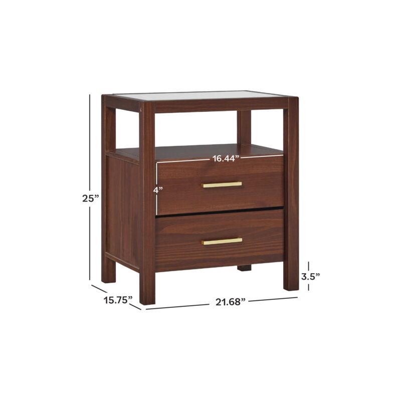 Isla Modern Easy Assembly 2 Drawer Nightstand with Glass Top - Image 13