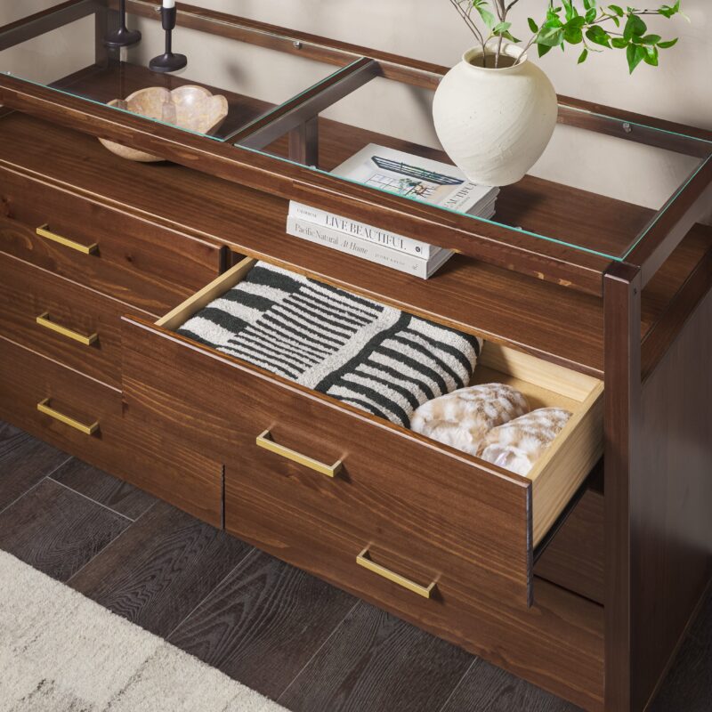 Isla Modern Easy Assembly 6 Drawer Dresser with Glass Top - Image 17