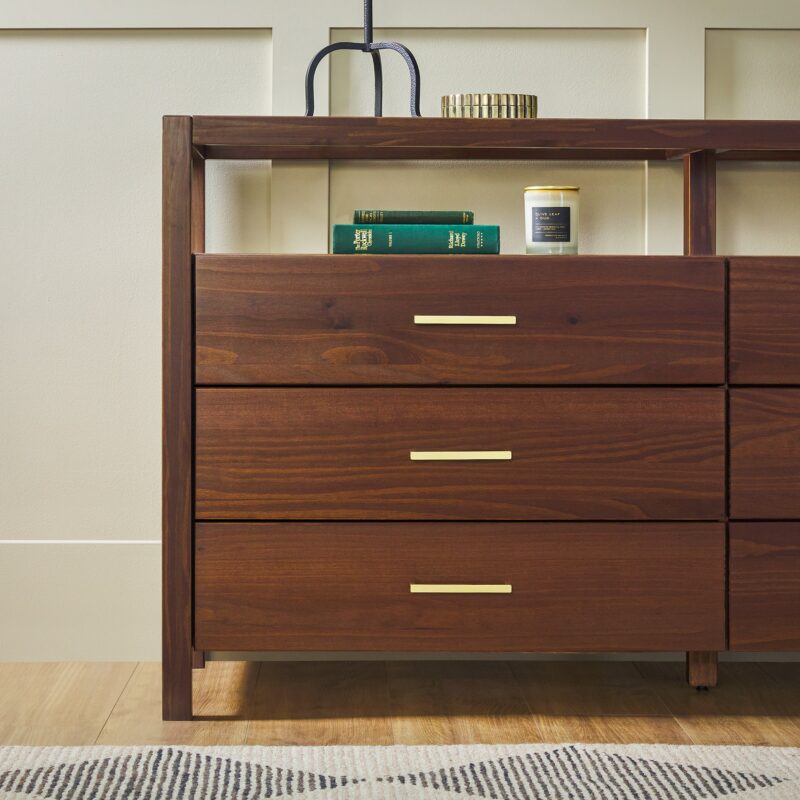 Isla Modern Easy Assembly 6 Drawer Dresser with Glass Top - Image 16