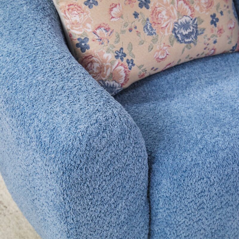 Linley Contemporary Bouclé Upholstered Accent Chair with Ottoman Set - Image 14