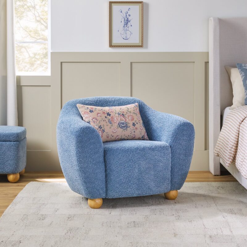 Linley Contemporary Bouclé Upholstered Accent Chair with Ottoman Set - Image 12