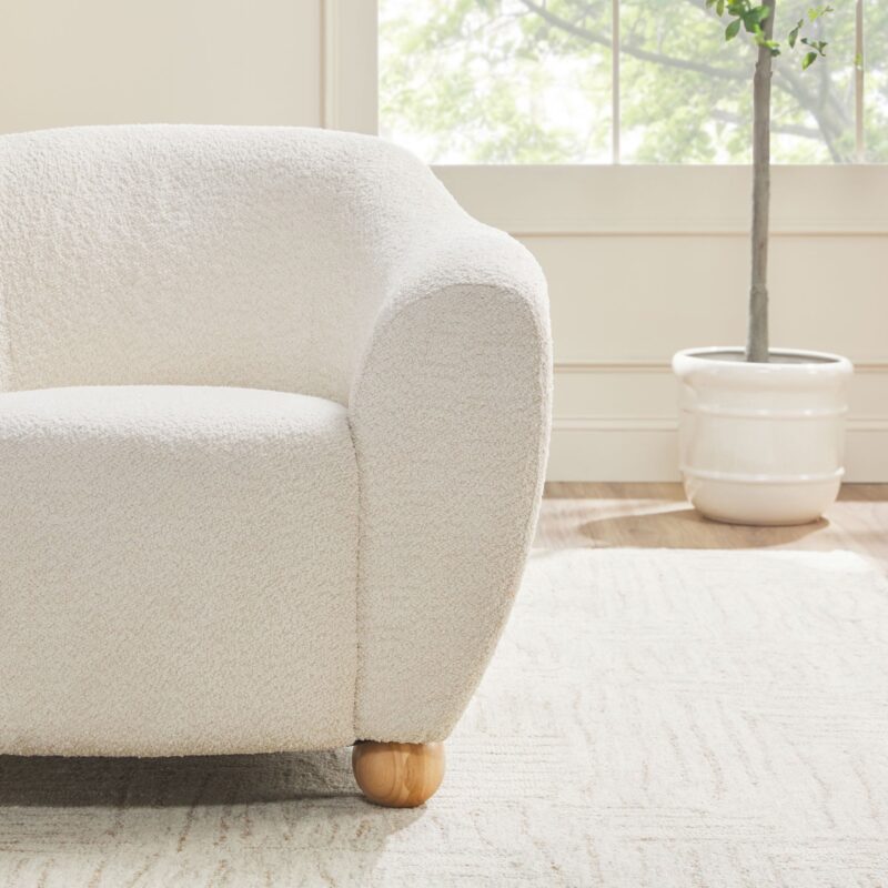 Linley Contemporary Easy Assembly Boucle Small Accent Chair - Image 7