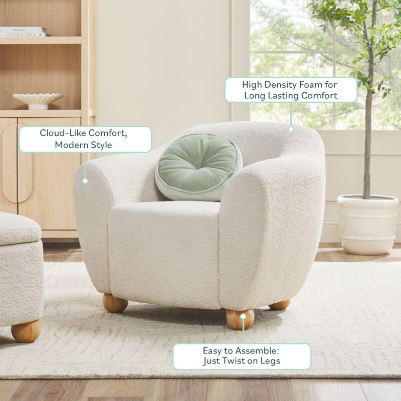 Linley Contemporary Easy Assembly Boucle Small Accent Chair - Image 4