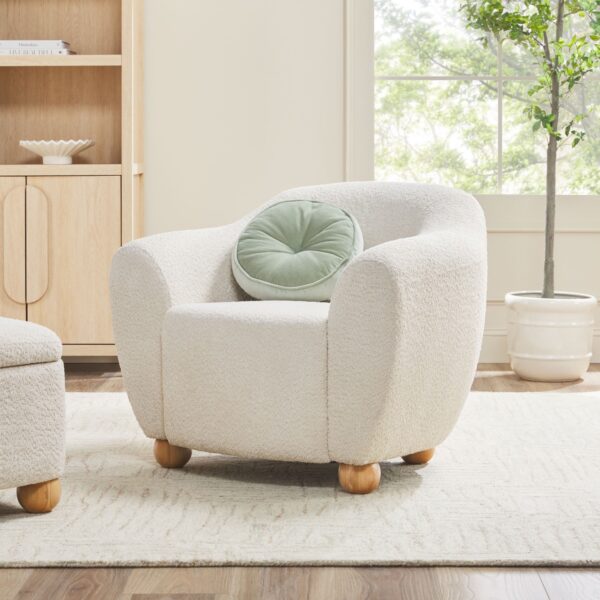 Linley Contemporary Easy Assembly Boucle Small Accent Chair
